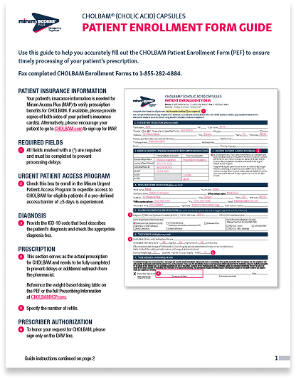Download the CHOLBAM® (cholic acid) ‘How to Fill Out the Patient Enrollment Form’ guide